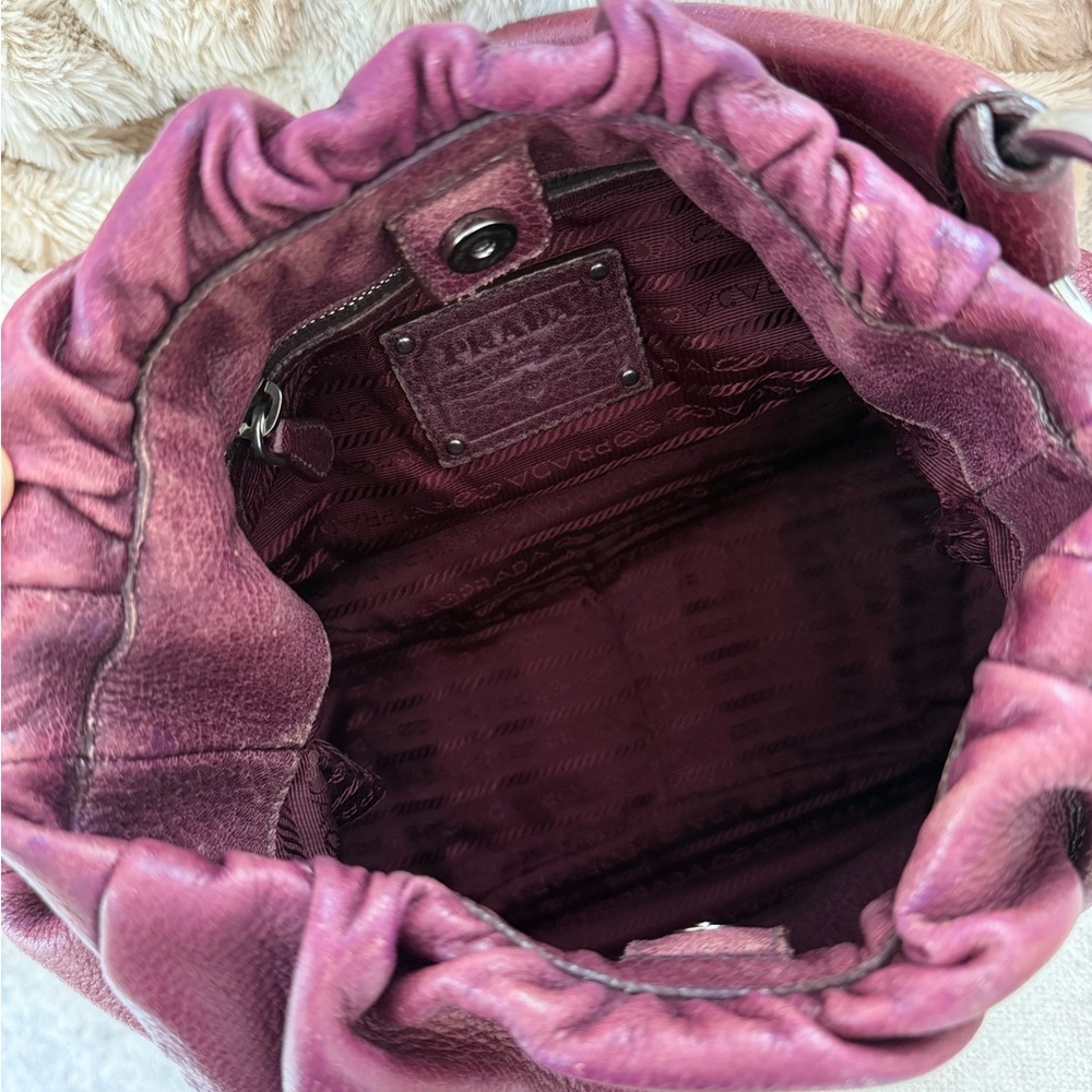Authentic Prada Women's Burgundy Leather Hobo Bag - Picture 4 of 8